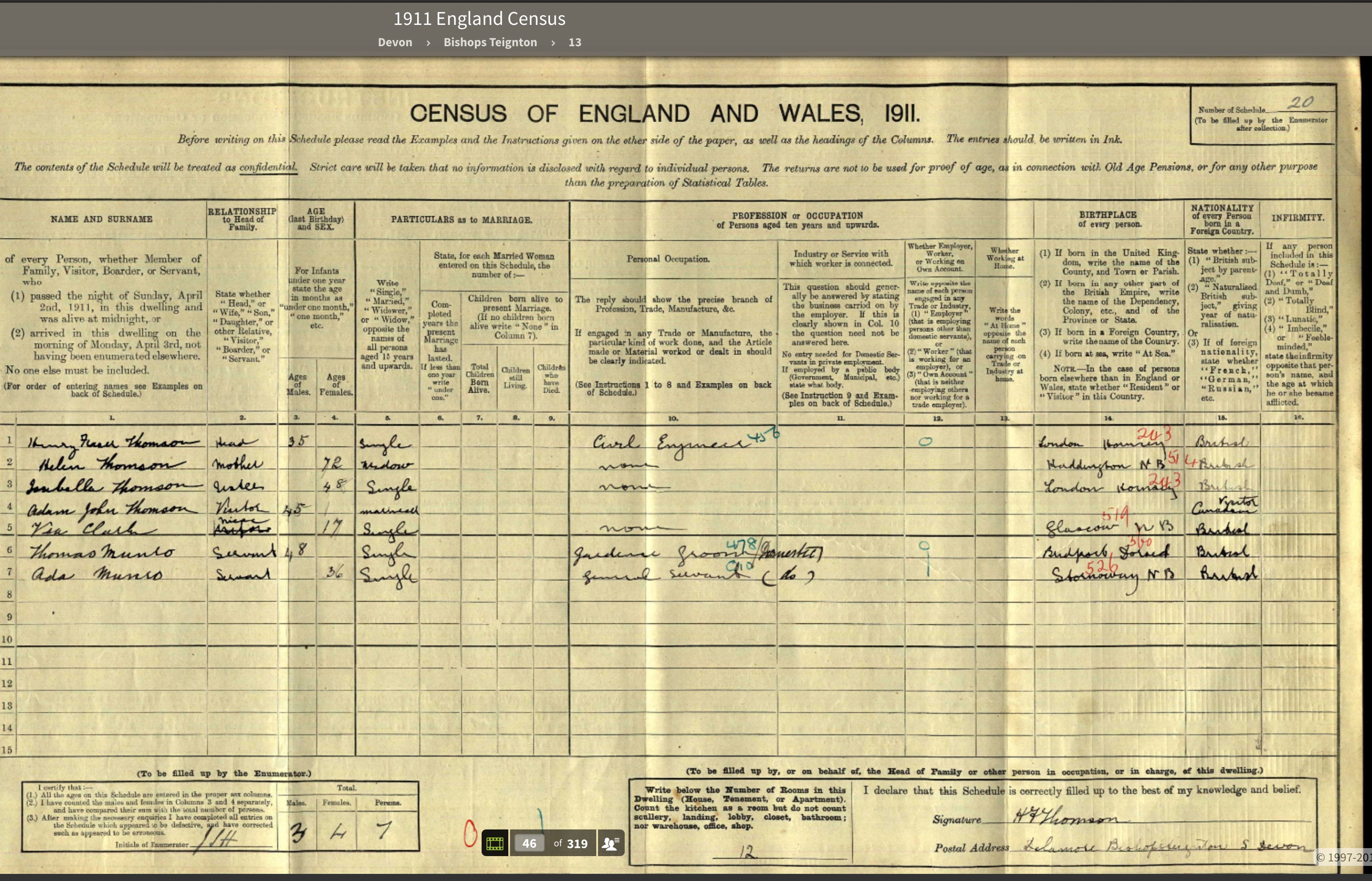 1911 CENSUS DELAMORE