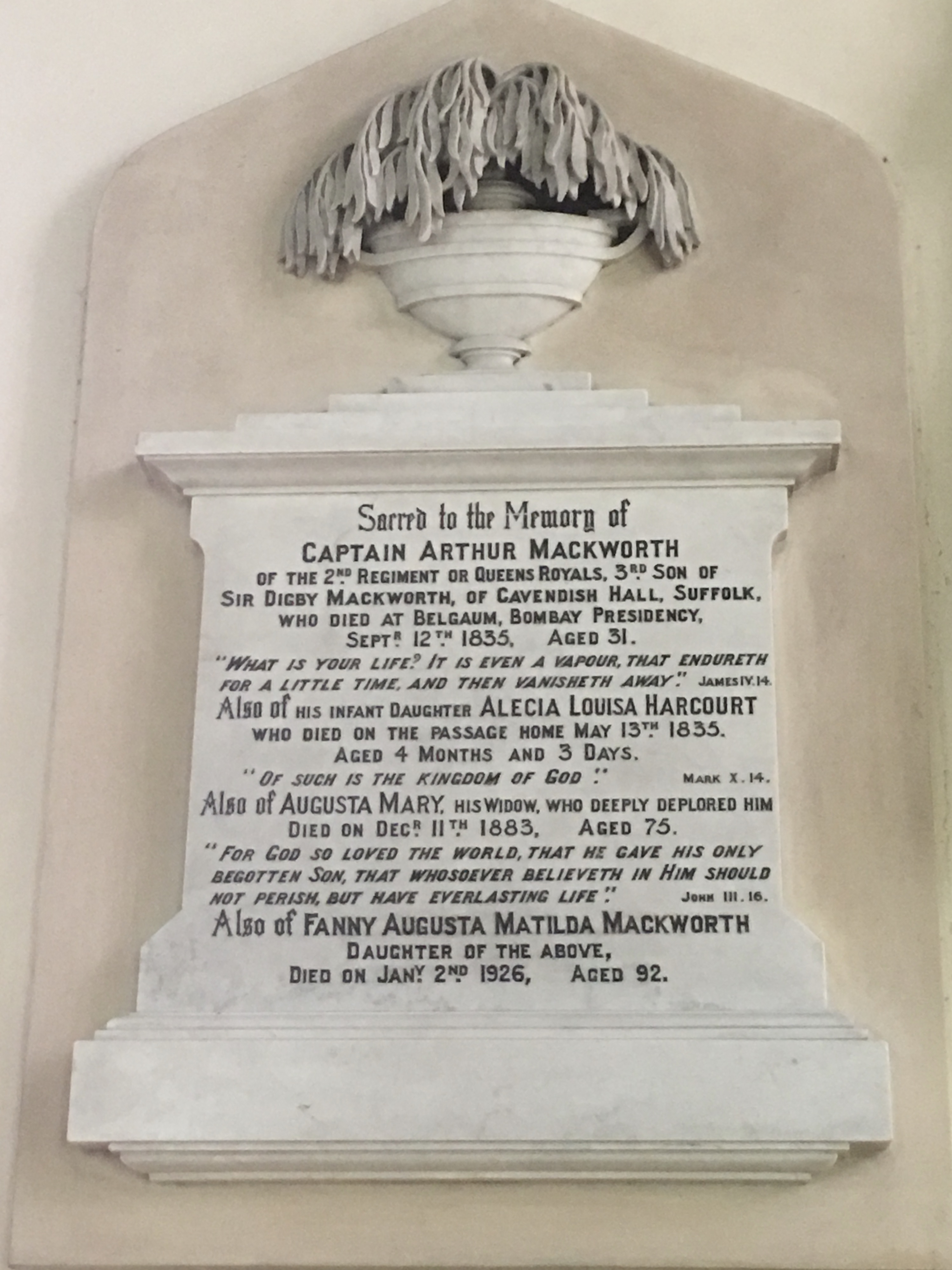 Mackworth Memorial Plaque in Bishopsteignton Church