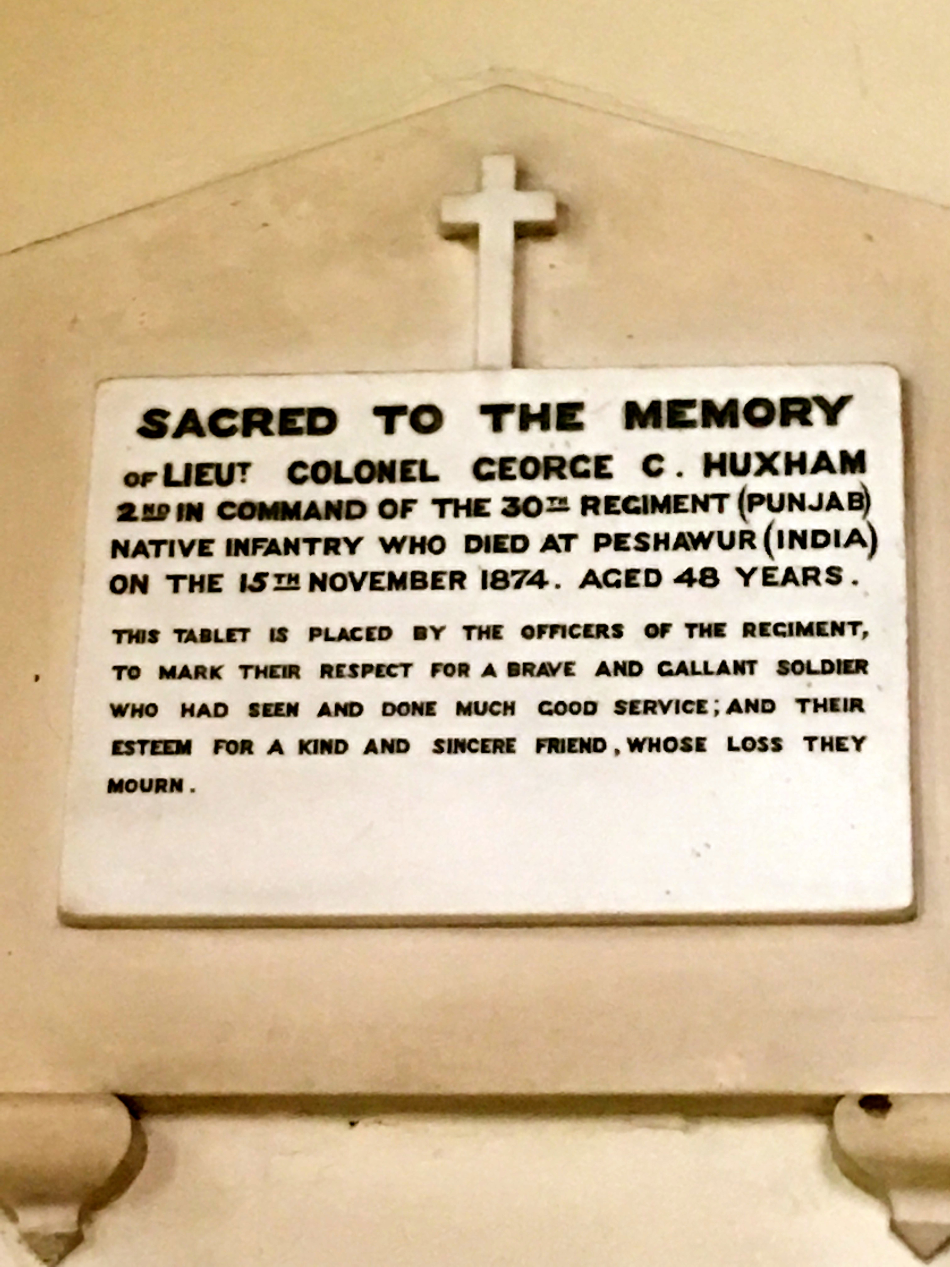George Huxham Memorial Plaque