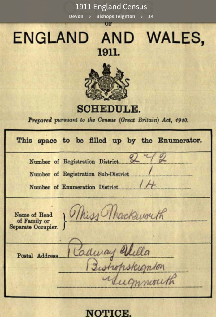 1911 Census Record