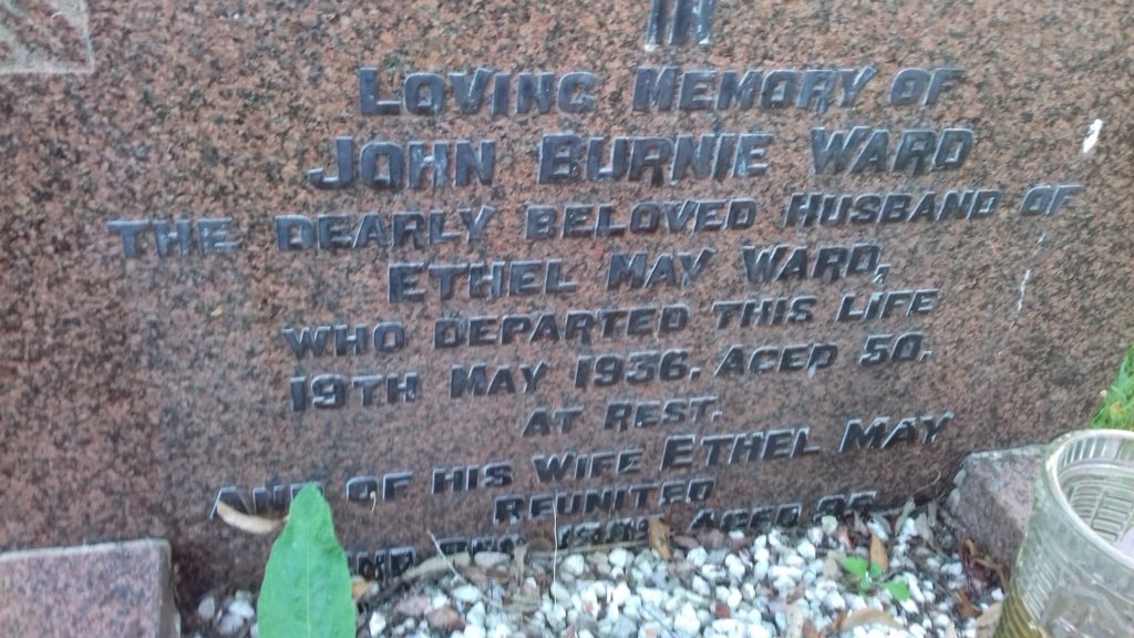 John Burnie Ward's Gravestone