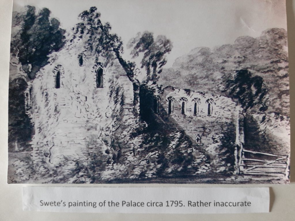 Swete's painting of the Palace ruins in 1795