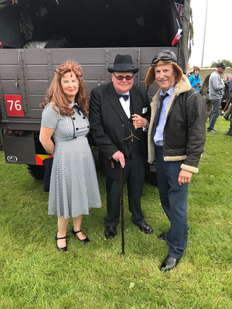 The Gibbys in 1940s dress with Winston Churchill Lookalike