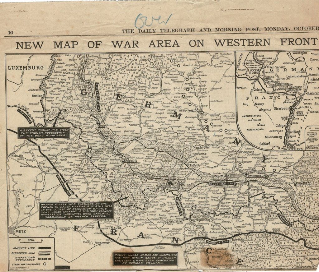 map of the Western Front Oct 9th 1939