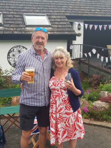 Martin and Carol toast the day - VE Day 75