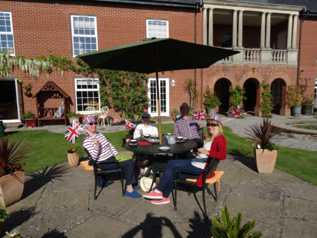 Liz and family enjoy the VE Day sunshine