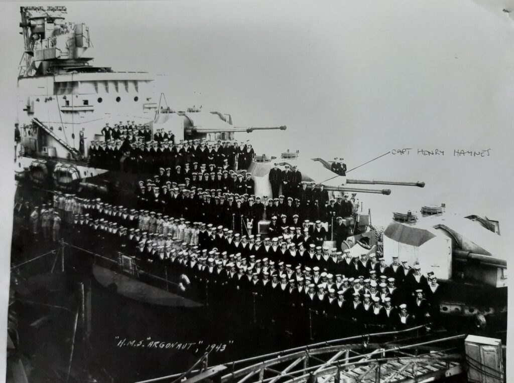 Capt Henry Haynes and crew aboard HMS Argonaut