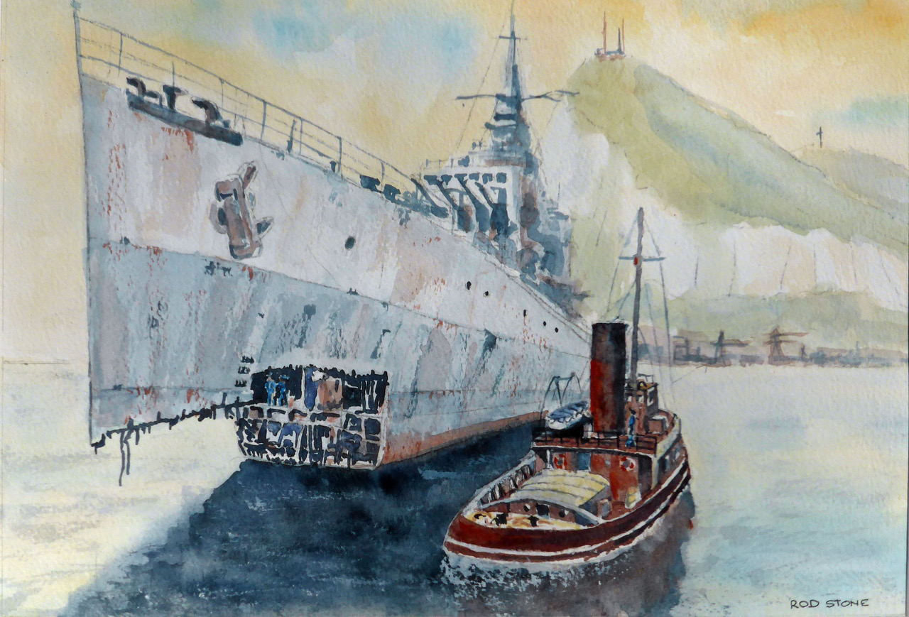 HMS Argonaut 1942 painting by Rod Stone