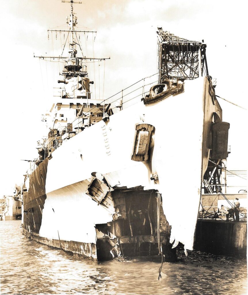 HMS Argonaut Stern damage