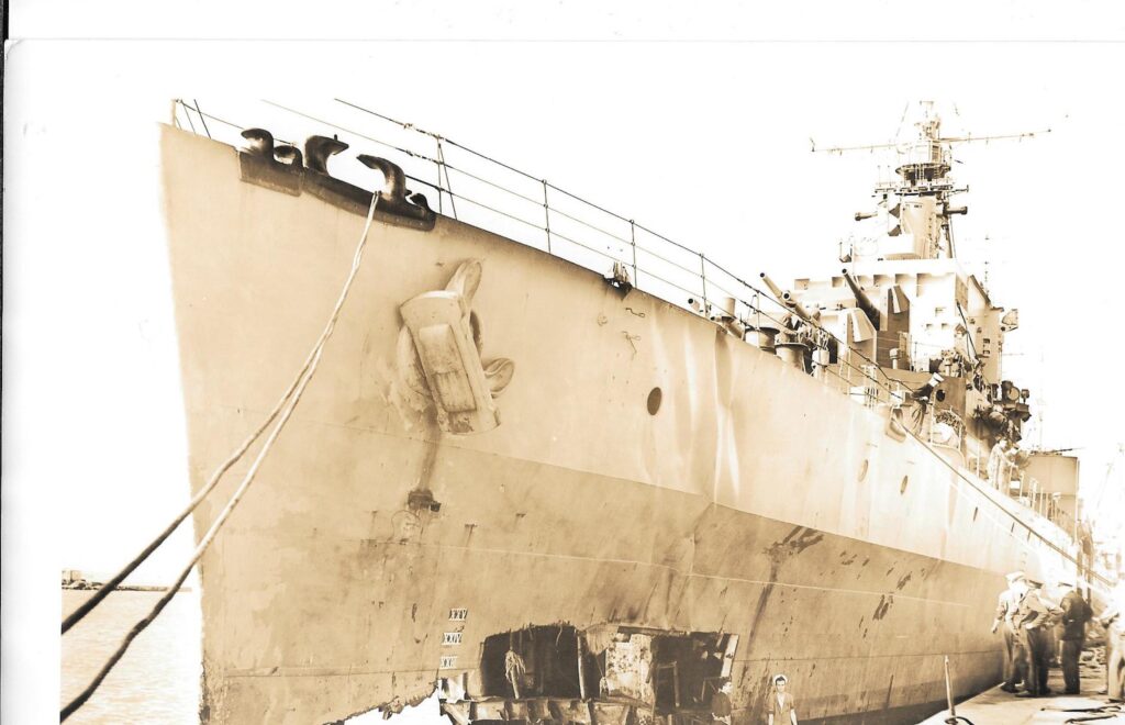 HMS Argonaut damage Bow section