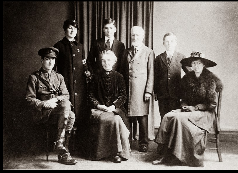 The Graves family on November 22nd 1917 Standing: Rosaleen, Charles, Alfred, John. Sitting: Robert, Amy, Clarissa.