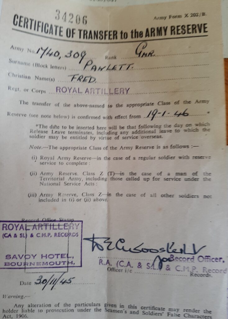 'Scouty' Pawlett military papers