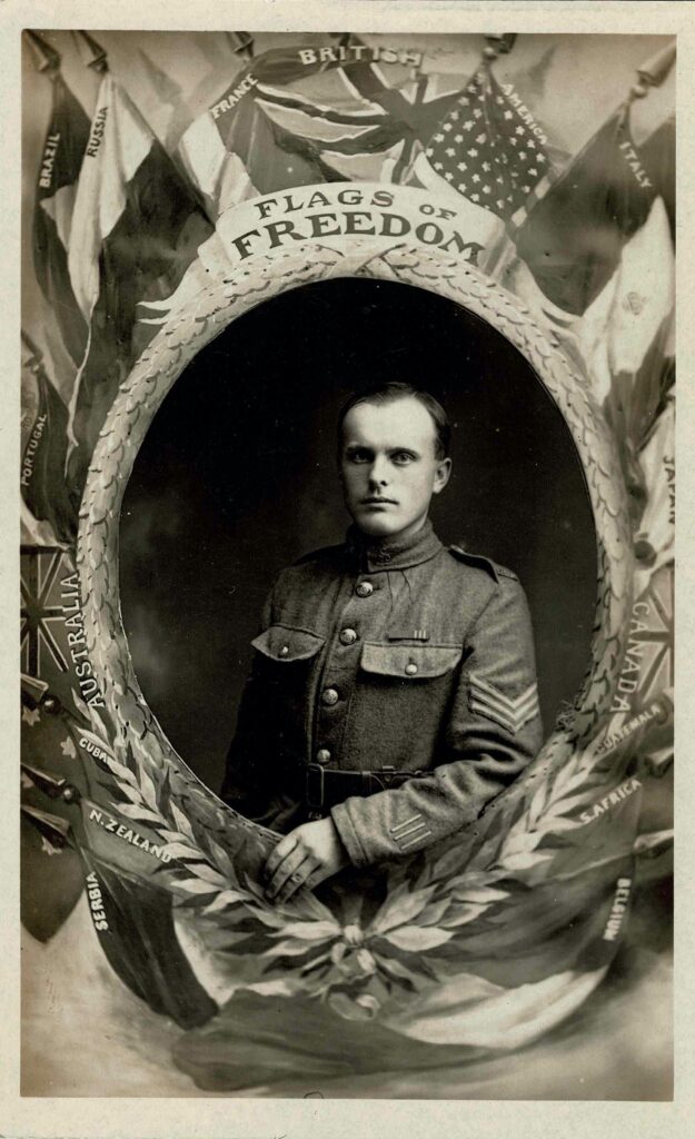 Photograph of Philip Coombe photographed in 1918 at Bramshott camp, Aldershot, Hampshire.