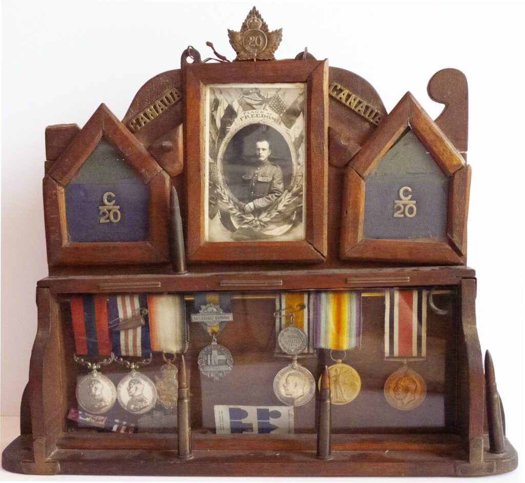 A display of Philip Coombe's military memorabilia.