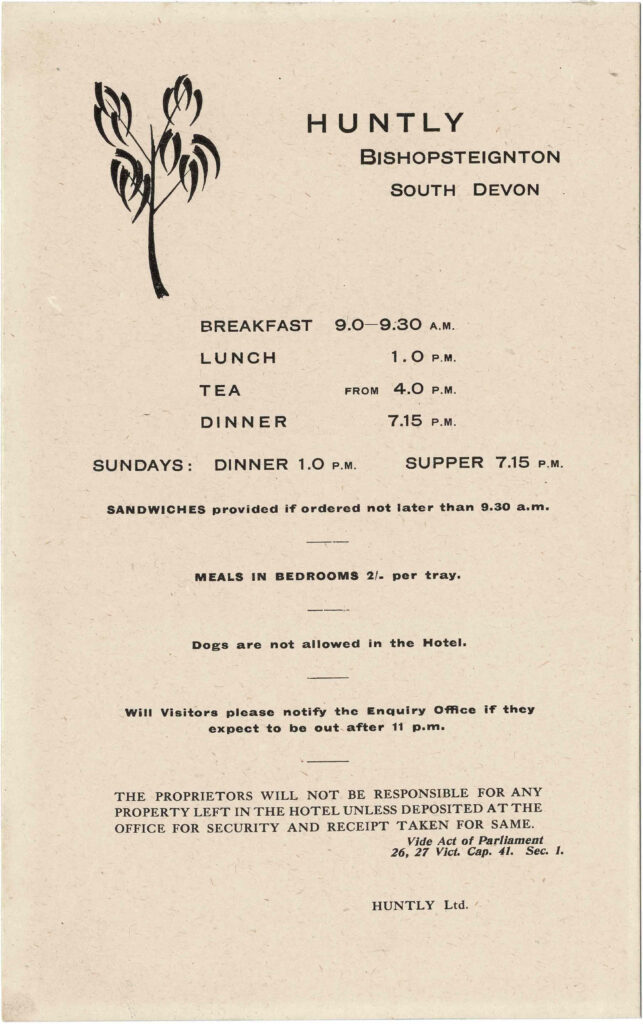 Huntly Hotel flyer