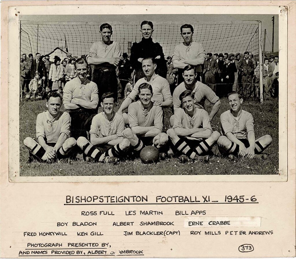 Mounted Photograph of Bishopsteignton Football XI 1945-6.