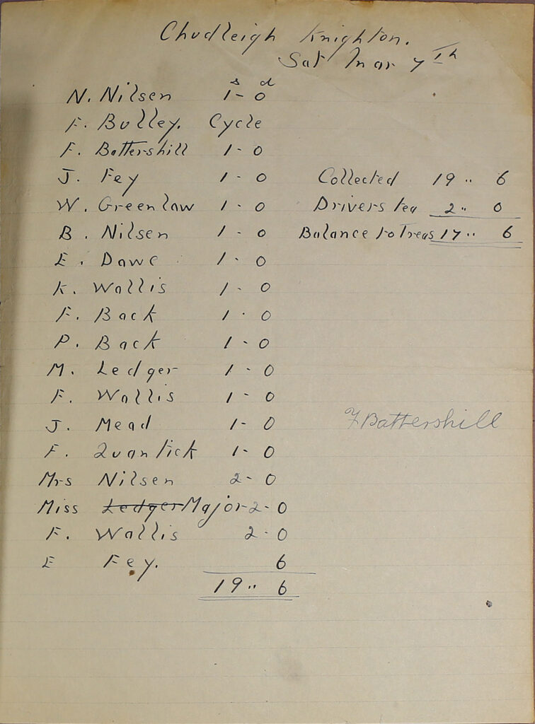 Fees collected for carriage to Chudleigh Knighton.