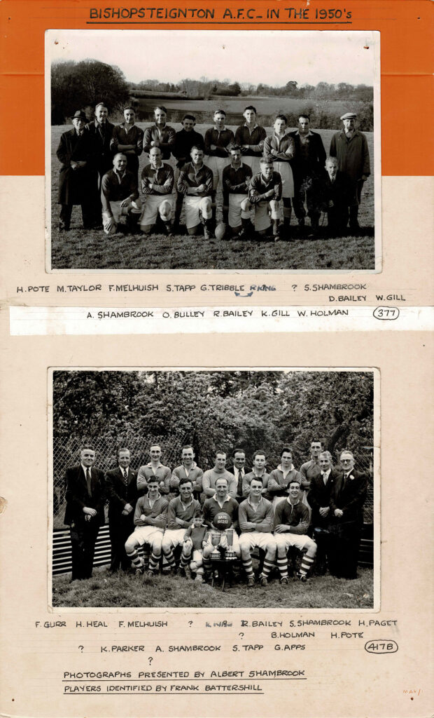 Bishopsteignton A.F.C. in the 1950's exhibition board.