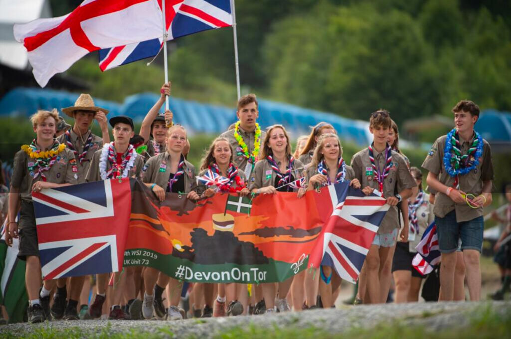 Photograph of Devon unit at the 24th World Scout Jamboree in West Virginia in 2019