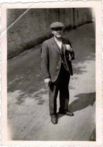 Photograph of a Philip Coombe possibly on Fore Street, Bishopsteignton, 1932, front.