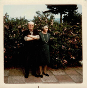Photograph of Philip Coombe and Grace Coombe née Loud, 1969, inscribed in ink on reverse.