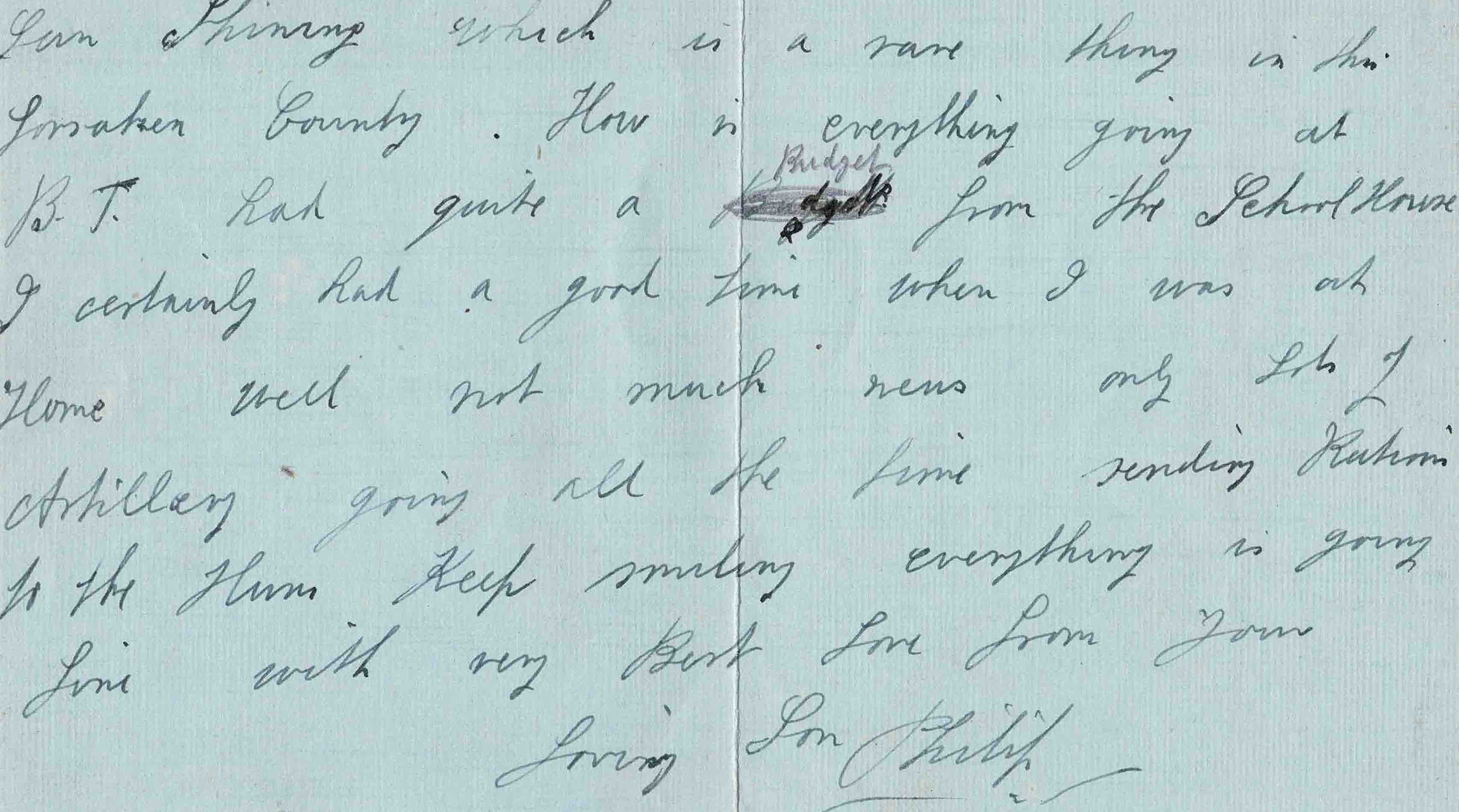 2125-Letter-1917 crop Section of item 2125 letter from Philip Coombe 1917