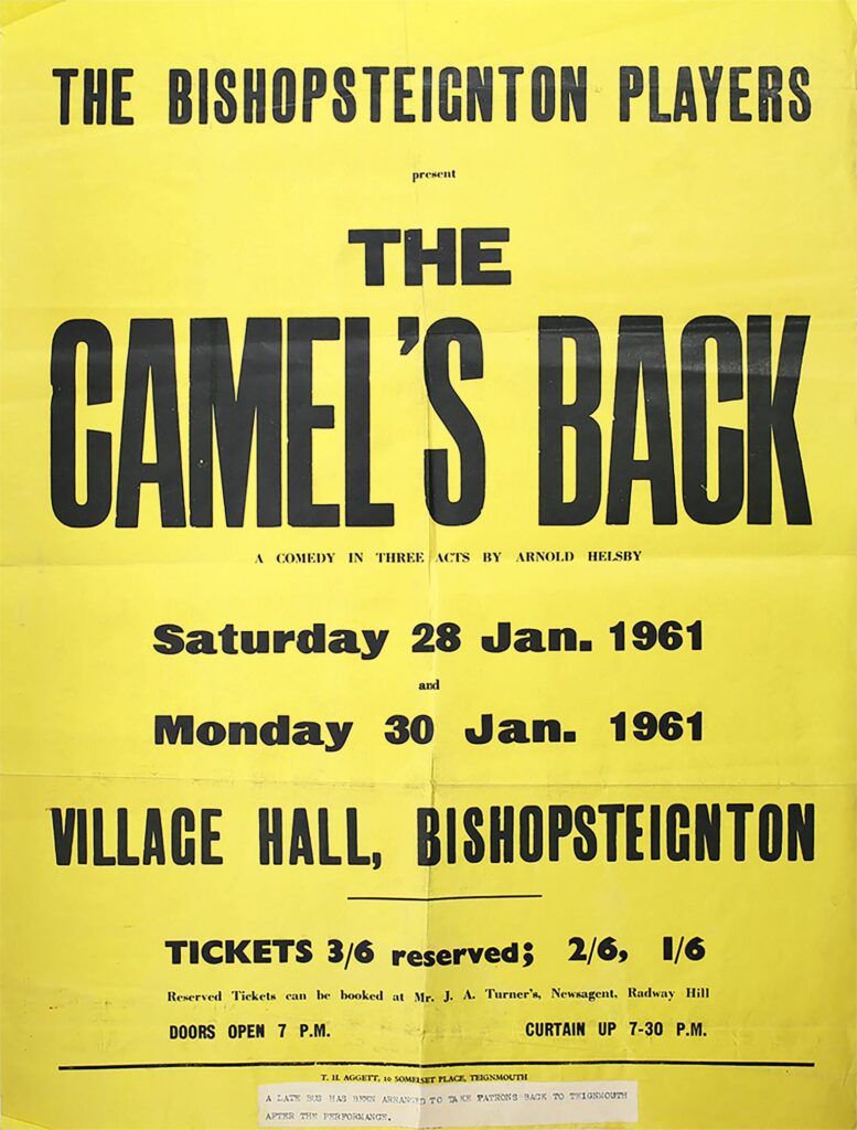 Poster for Bishopsteignton 'The Camel's Back' presented by Bishopsteignton Players