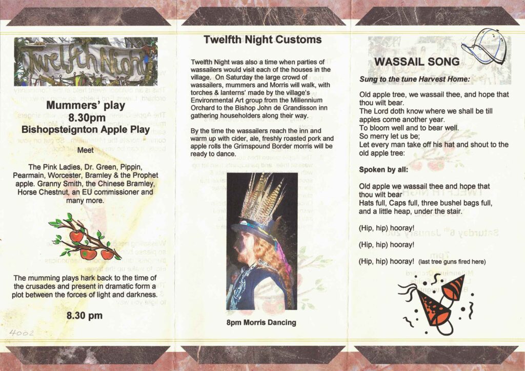 Bishopsteignton Players Leaflet for Twelfth Night Wassail Programme front