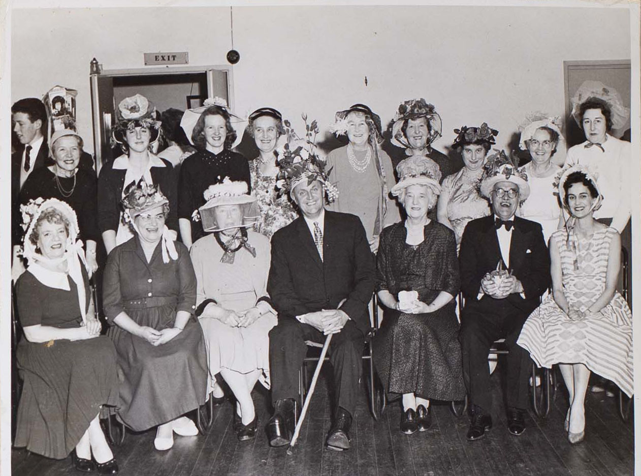 Photograph of Bishopsteignton Players wearing Easter Bonnets