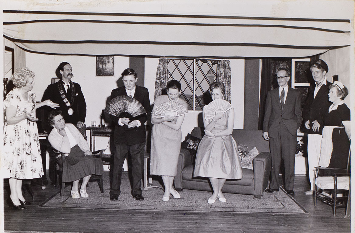 Photograph of the cast in the play 'The Blue Goose' presented by Bishopsteignton Players in 1961