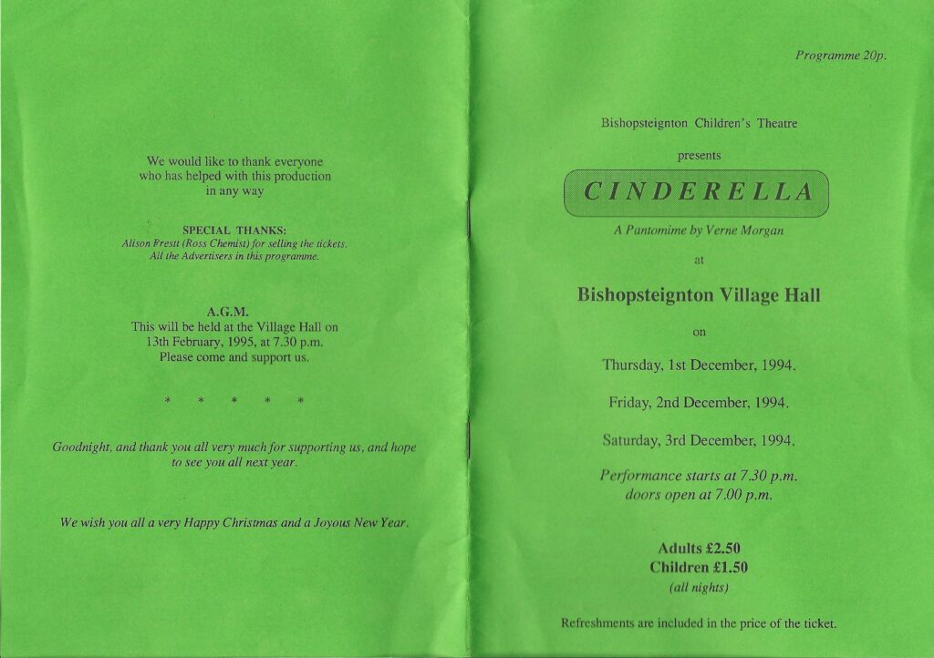 BCT, Cinderella Programme 1, 1994