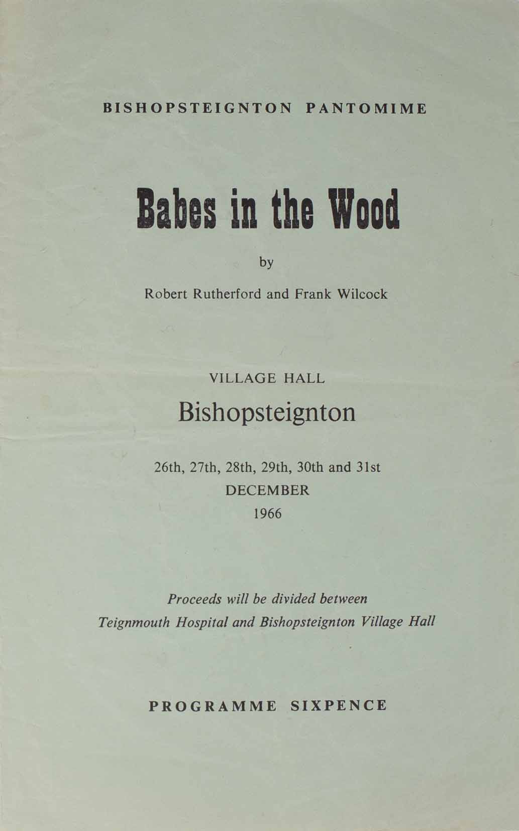 Programme Babes pantomime 1966 front