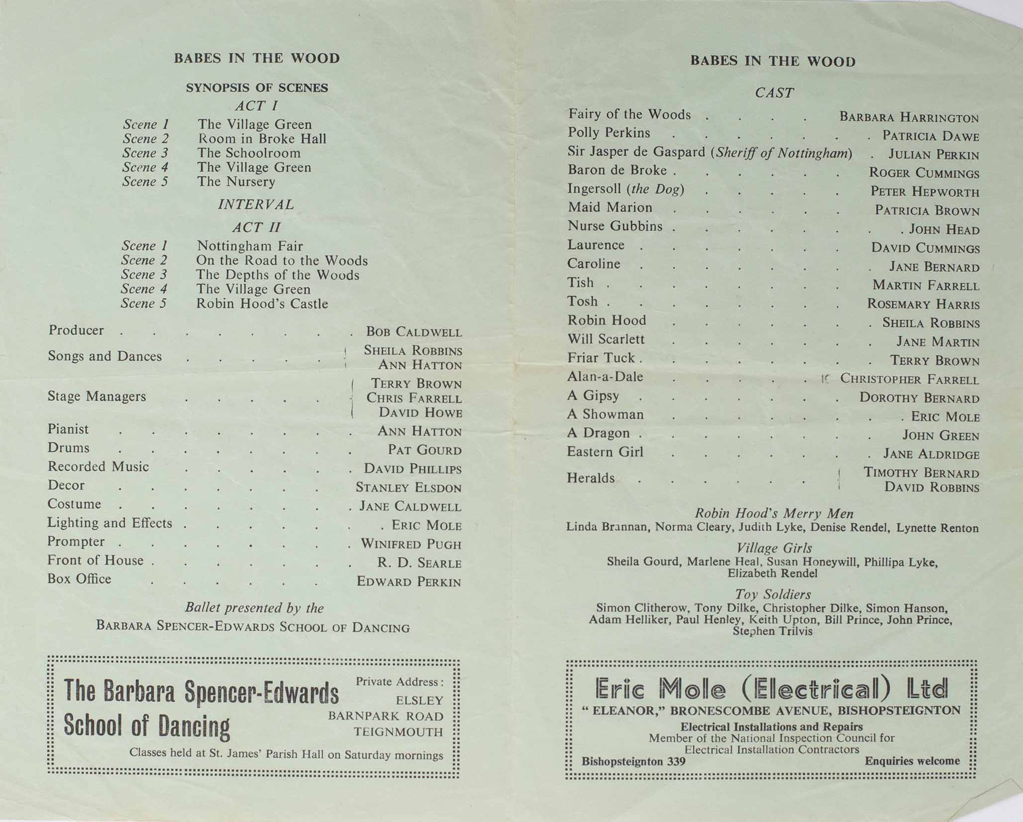 Programme Babes pantomime 1966 inside