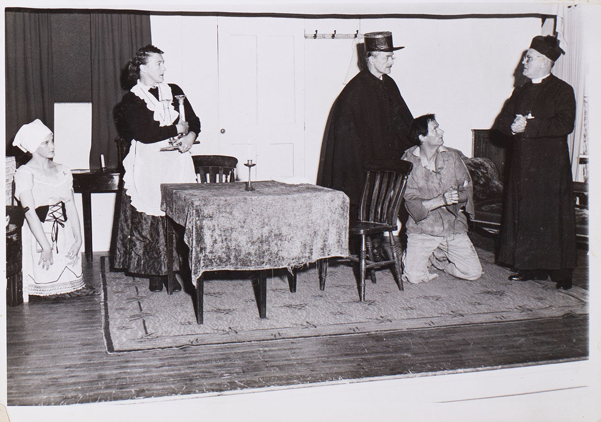 Photograph of a scene from the play 'Bishop's Candlesticks' presented by Bishopsteignton Players