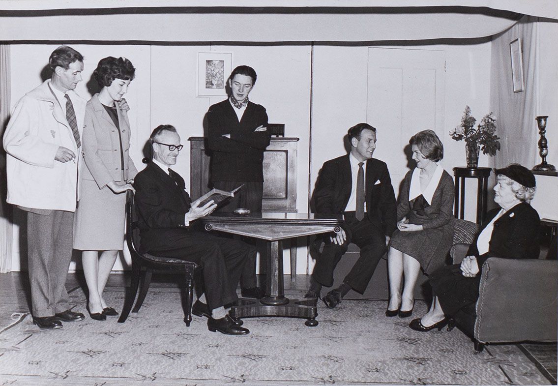 Photograph of the cast in a scene from the play 'Love from a Stranger' presented by Bishopsteignton Players