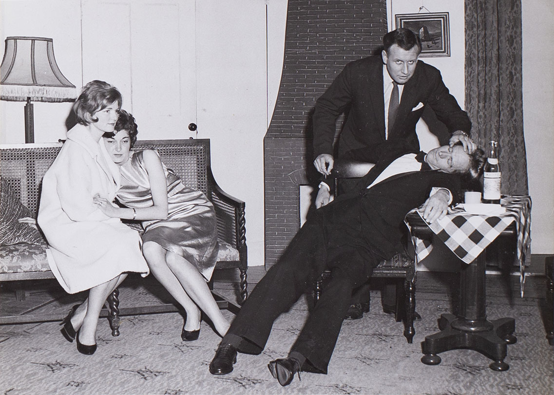 Photograph of the cast in a scene from the play 'Love from a Stranger' presented by Bishopsteignton Players