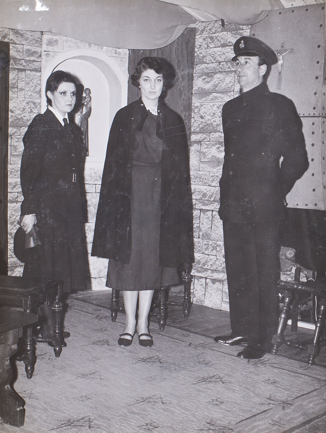 Photograph of the cast in a scene from the play 'Bonaventure' presented by Bishopsteignton Players
