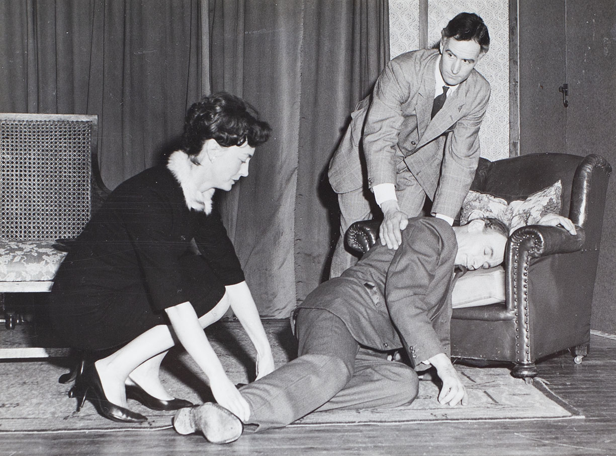 Photograph of actors in a scene from the play 'House by the Lake' performed by the Bishopsteignton Players in the 1960s