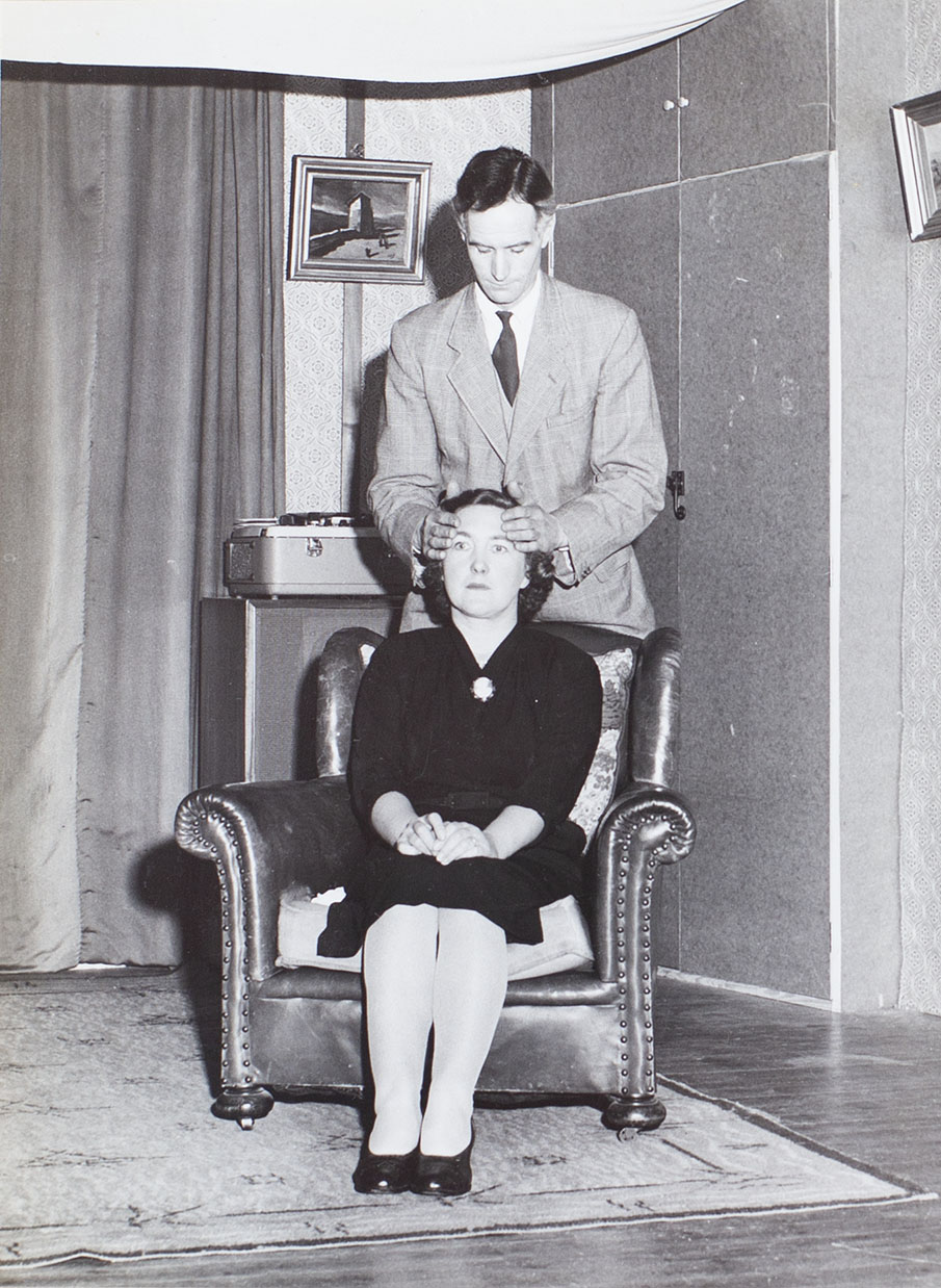 Photograph of actors in a scene from the play 'House by the Lake' performed by the Bishopsteignton Players in the 1960s