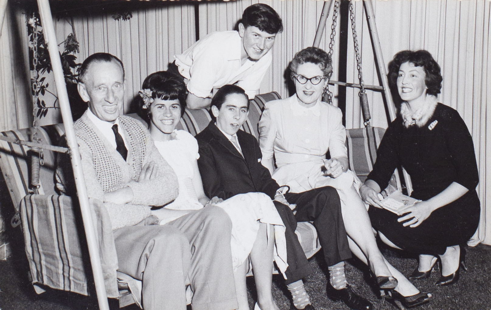 Photograph of backstage crew of the play 'Ring O'Roses' performed by the Bishopsteignton Players in the 1960s