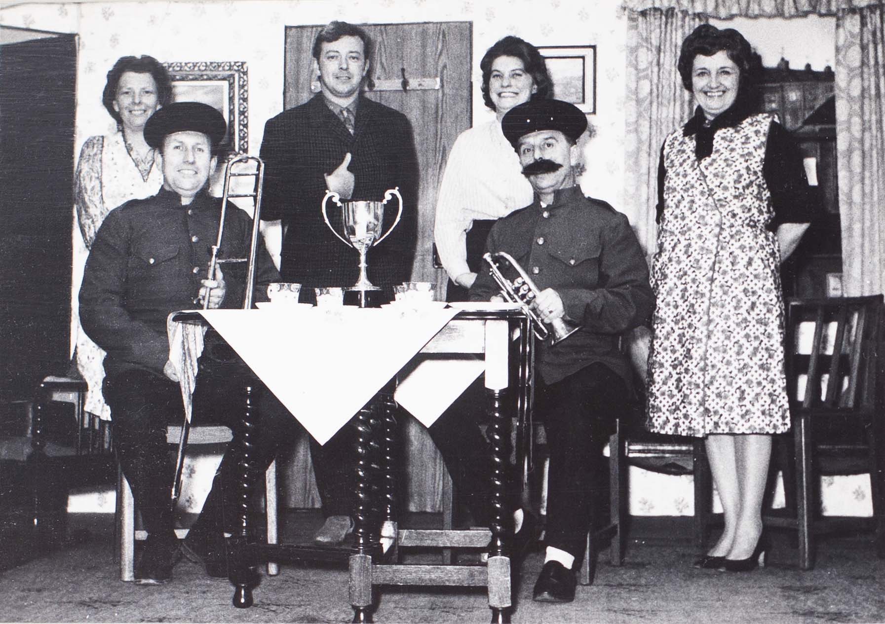 Photograph of actors in an unknown play performed by the Bishopsteignton Players in the 1960s