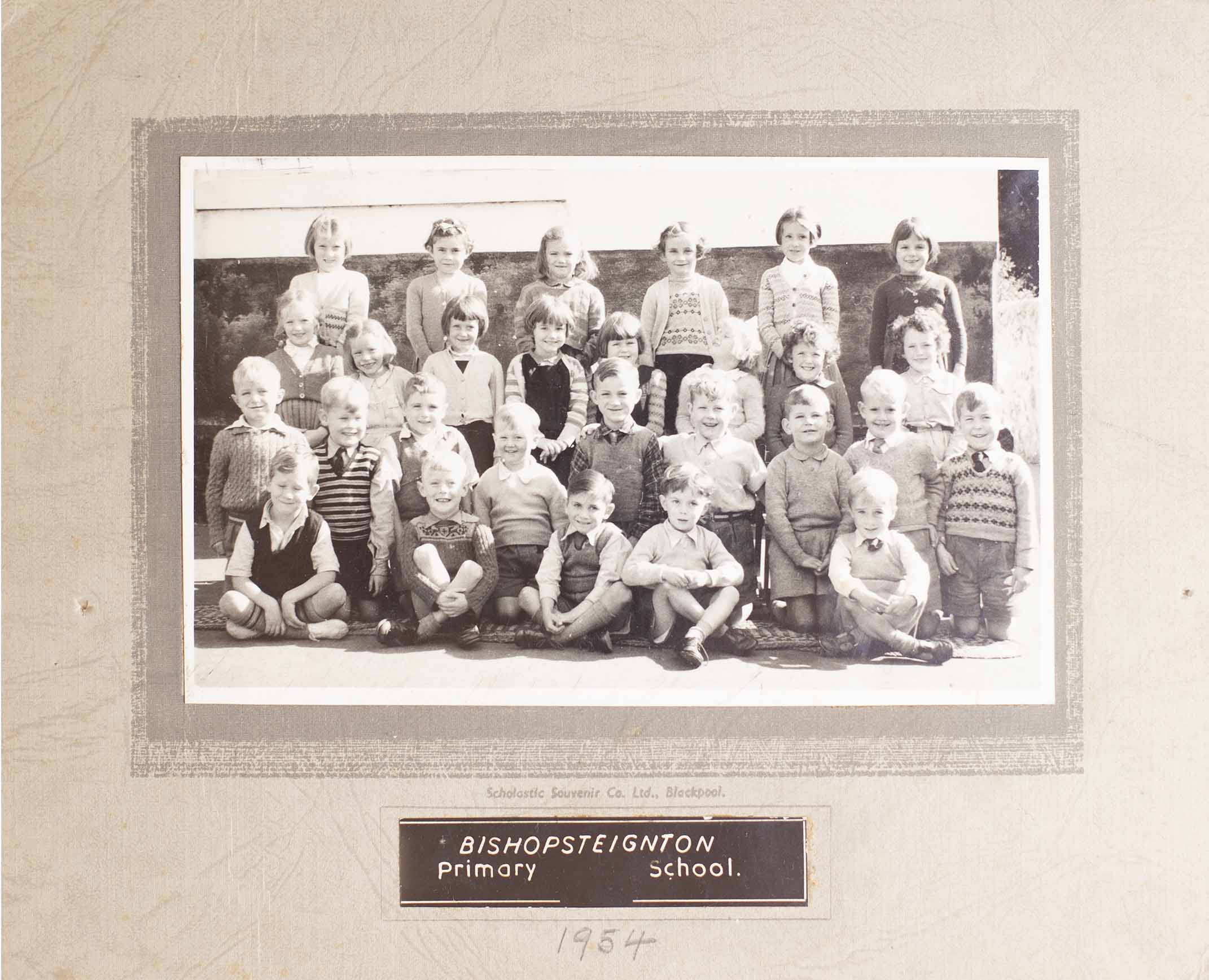Mounted Photograph of Bishopsteignton School Class Photo 1954