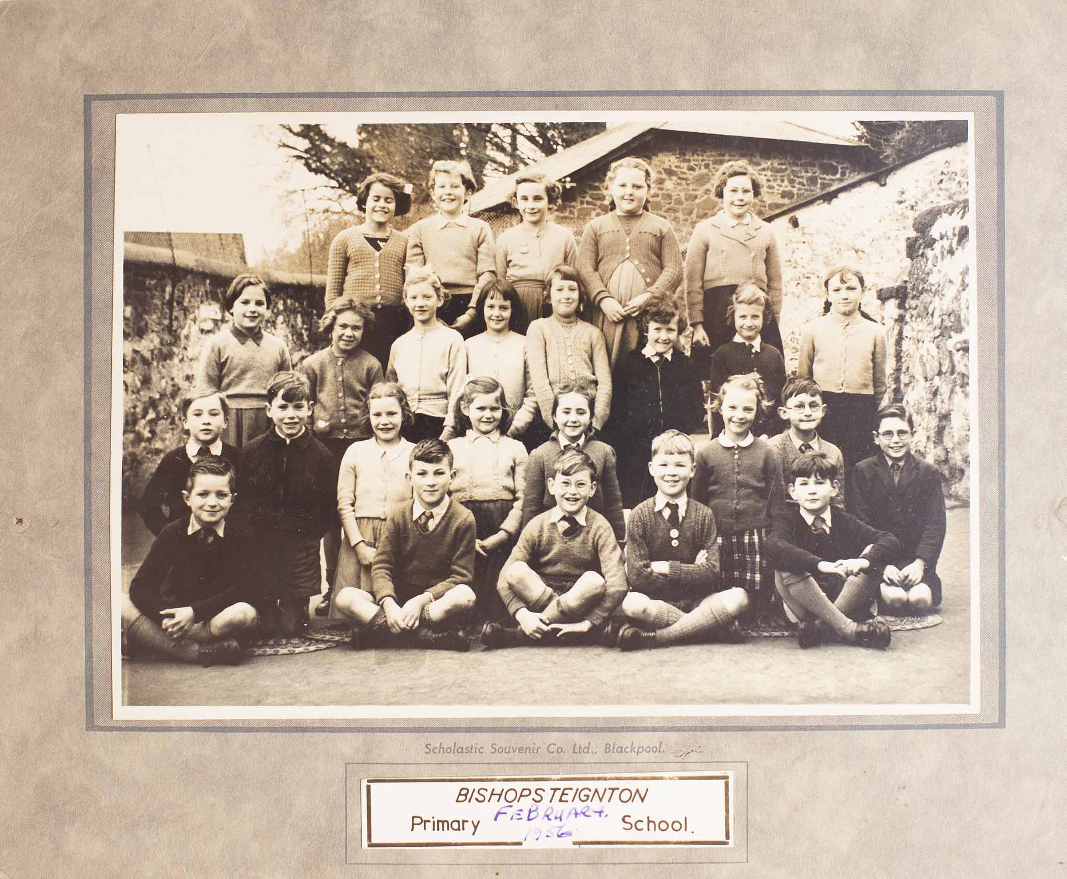 Mounted Photograph of Bishopsteignton School Class Photo 1956