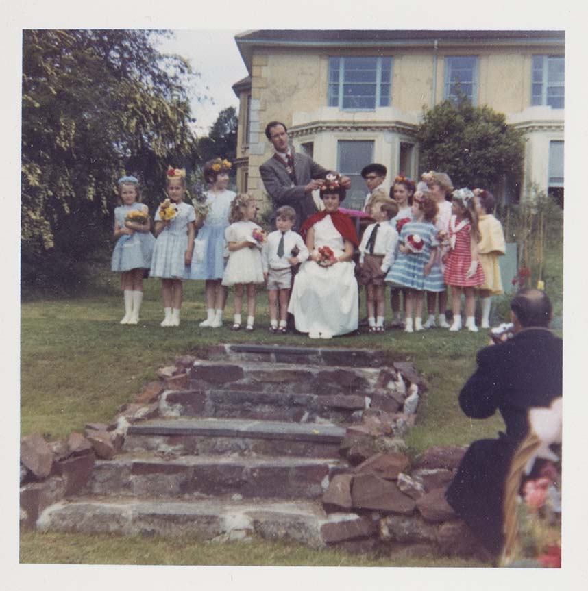Photograph of the crowning of the Carnival Queen at St John's Manor, Bishopsteignton