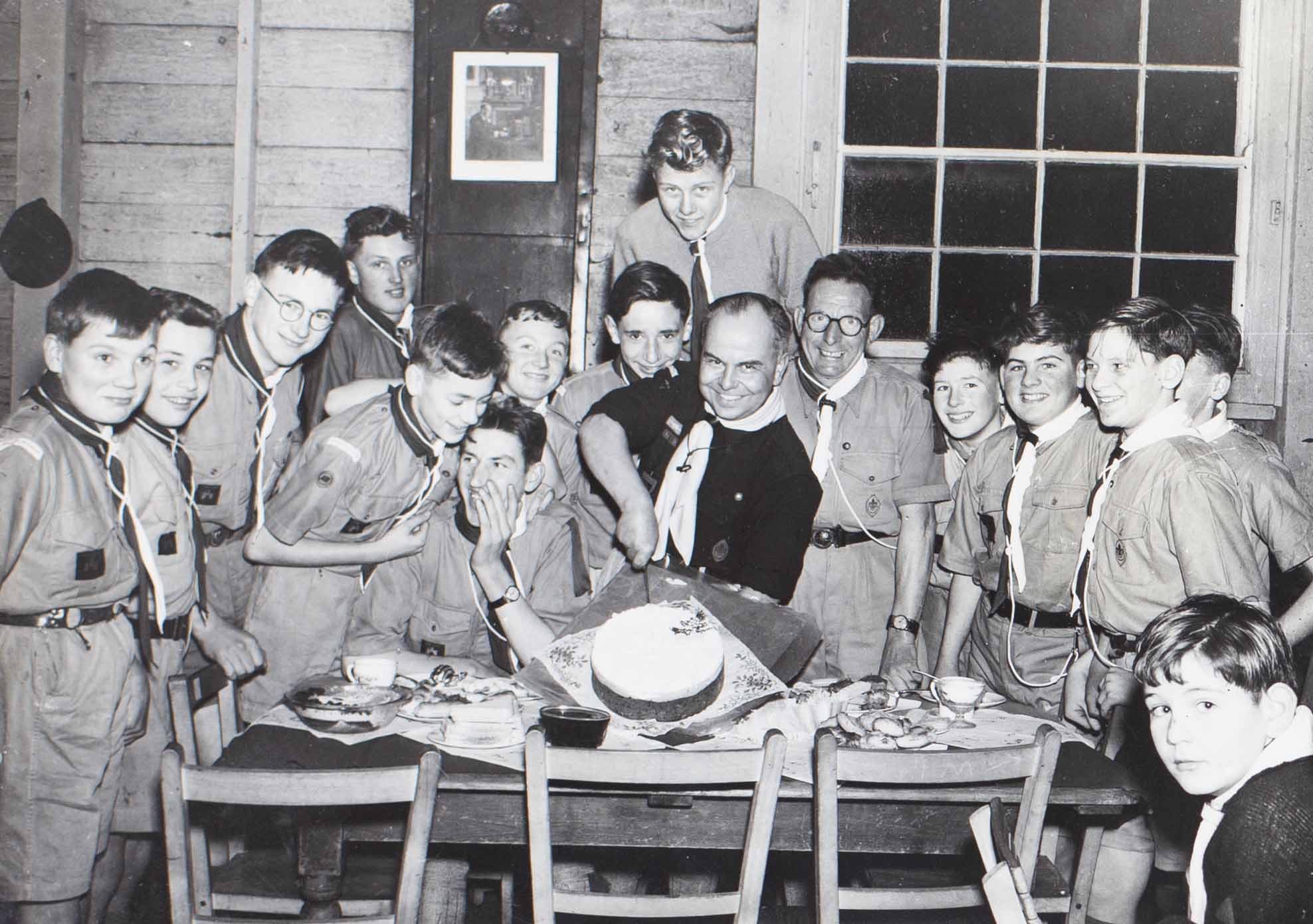 Photograph of the 1st Bishopsteignton Scouts at a party