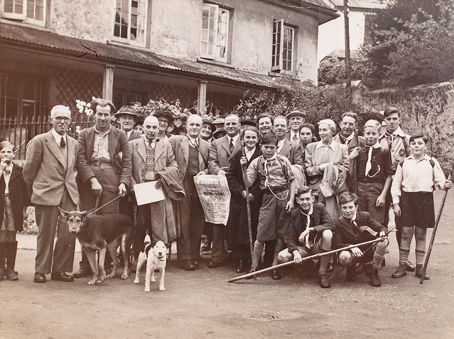 Beating the bounds outside Rose Cottage