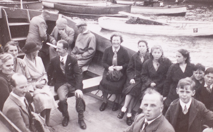 Photograph of Beating the Bounds attendees on a boat