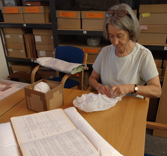 BH volunteer making an acid free tissue puff for the egg test