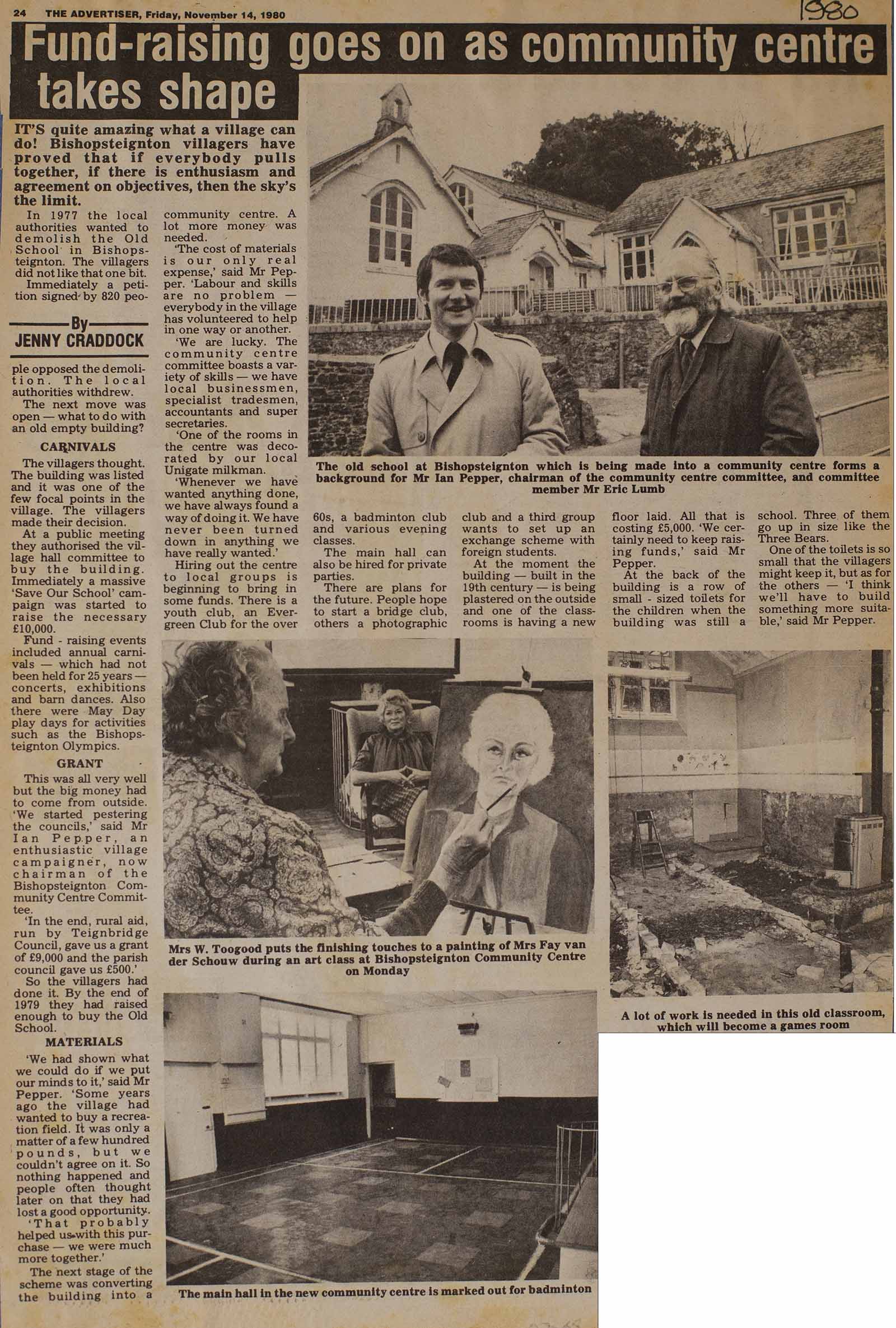 Newspaper Clipping on Bishopsteignton Community Centre Fundraising
