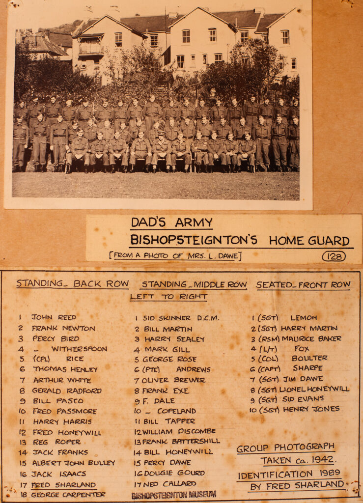 Photograph of Dad's Army Bishopsteignton Homeguard 1942 names